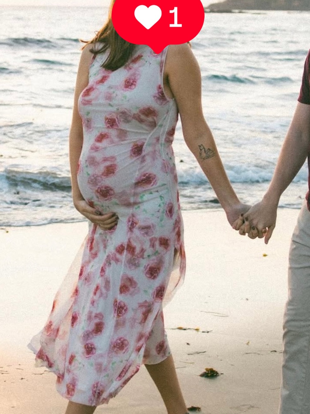 Maternity Pink and Cream Floral Maxi Dress